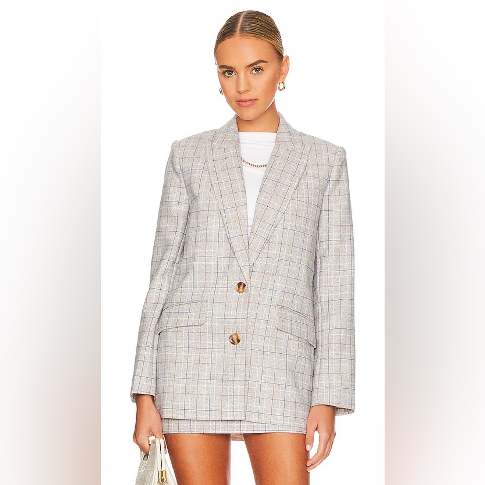 L’ACADEMIE Plaid Women's Blazer 💙🩶🤍